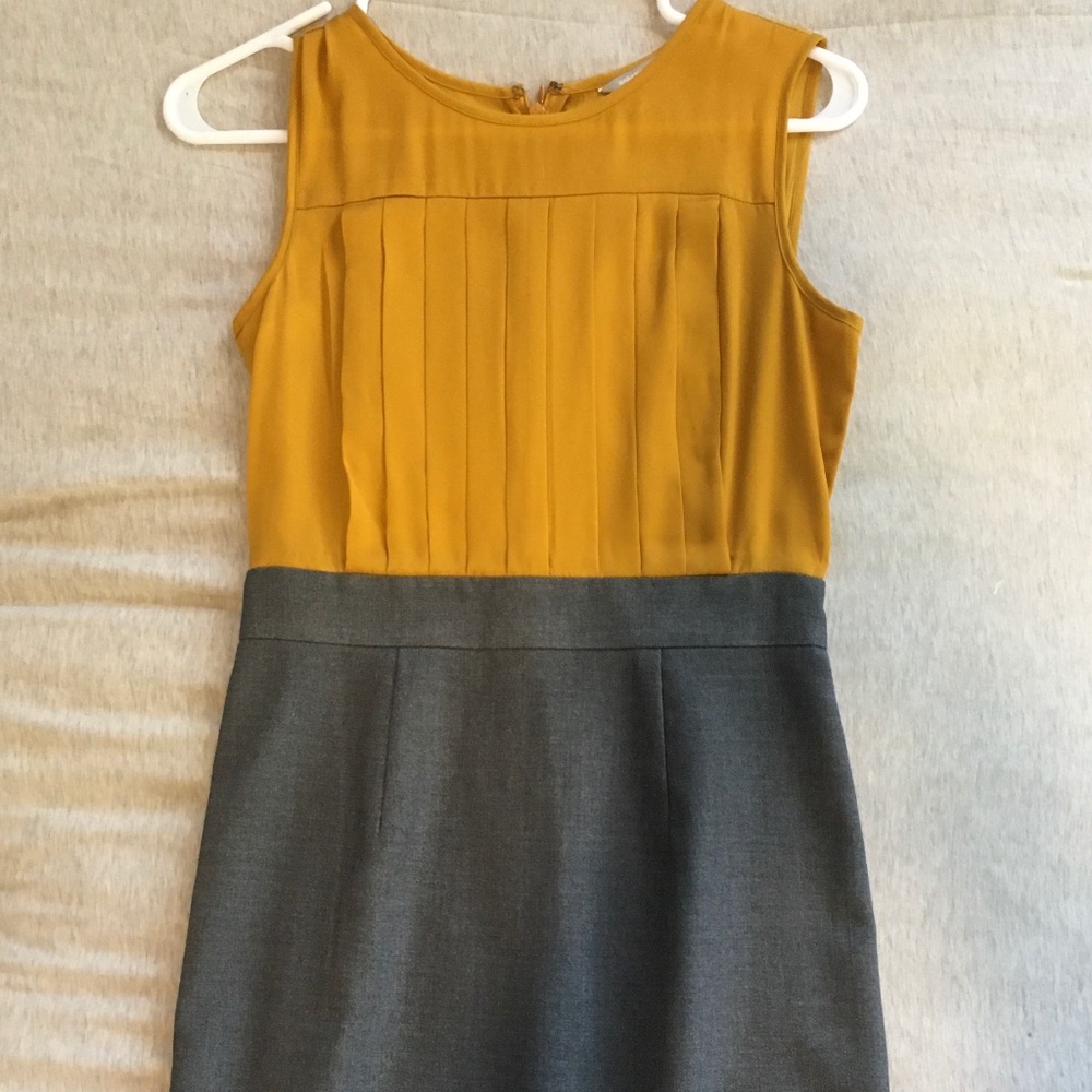 Banana Republic Evening Dress, Size 0, mustard yellow and gray